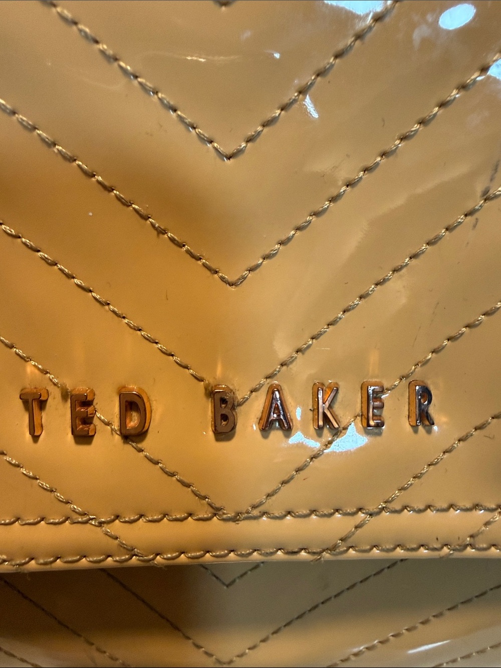 Ted Baker Tan Patent Quilted Shoulder Tote - Picture 2 of 13